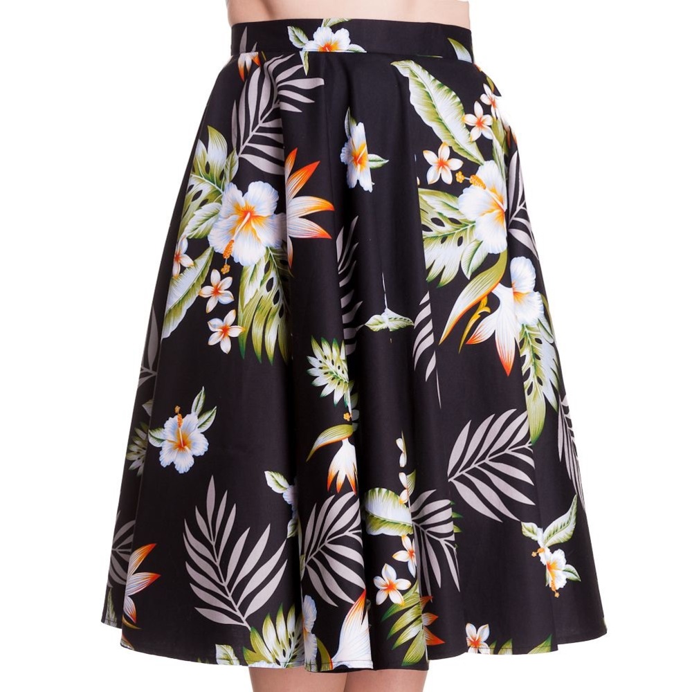 Floral Black Midi Skirt